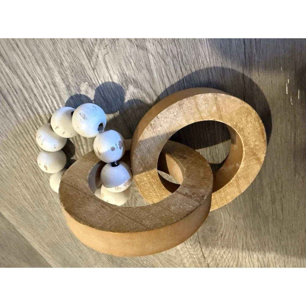 Handmade Wood Chain Link Knot, Boho Minimalist Shelf Decor Gift